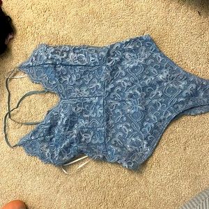 New Pastel Blue Bodysuit Size M